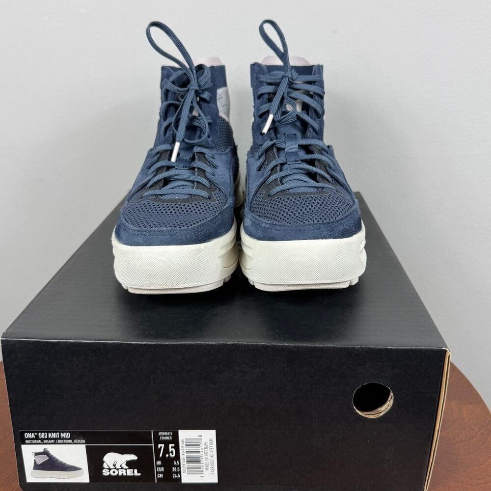 SOREL ONA 503 Mid Platform Sneaker in Blue Size 7.5 - Picture 2 of 9